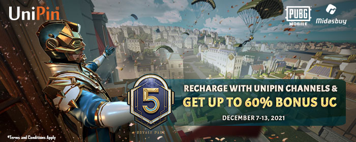 [Midasbuy-PUBGM] Get Up to 60% Bonus Unknown Cash! (PH)